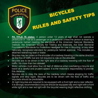 Rules and Safety tips for bicycles