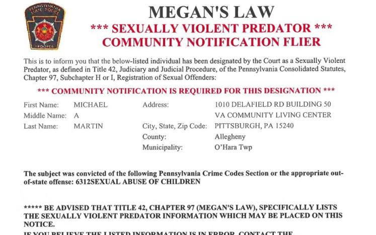 Megan's Law Community Notification Flier