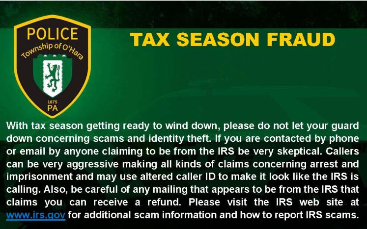 Tax Season Fraud flyer